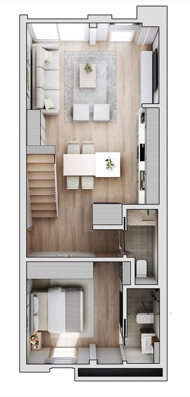 Three Bedroom ground floor plan