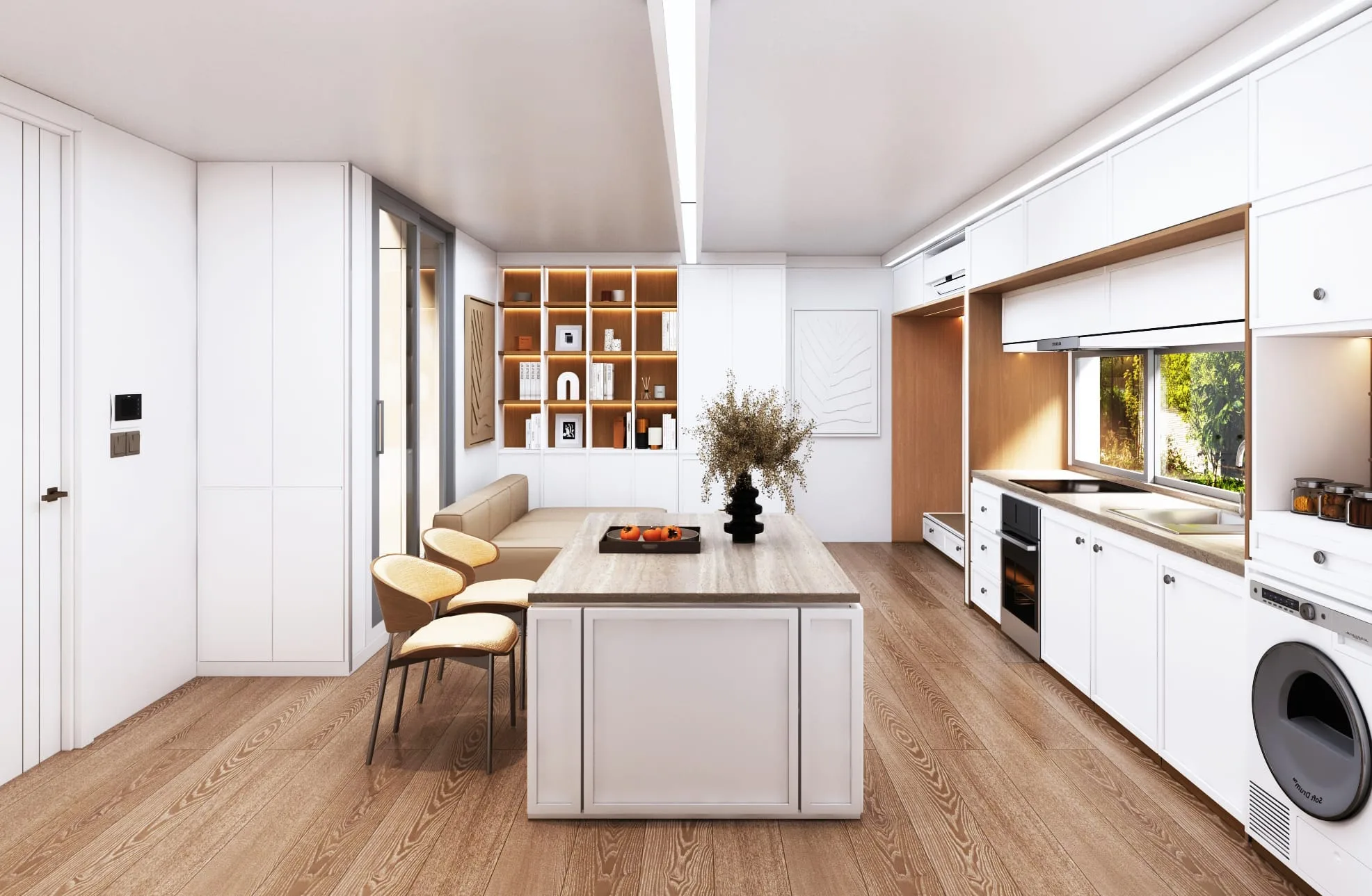 The One Bedroom open plan in the Light interior
