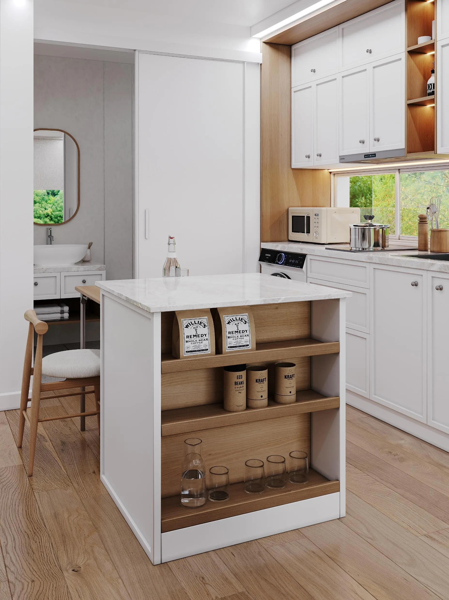 The Studio kitchen island in the Light interior